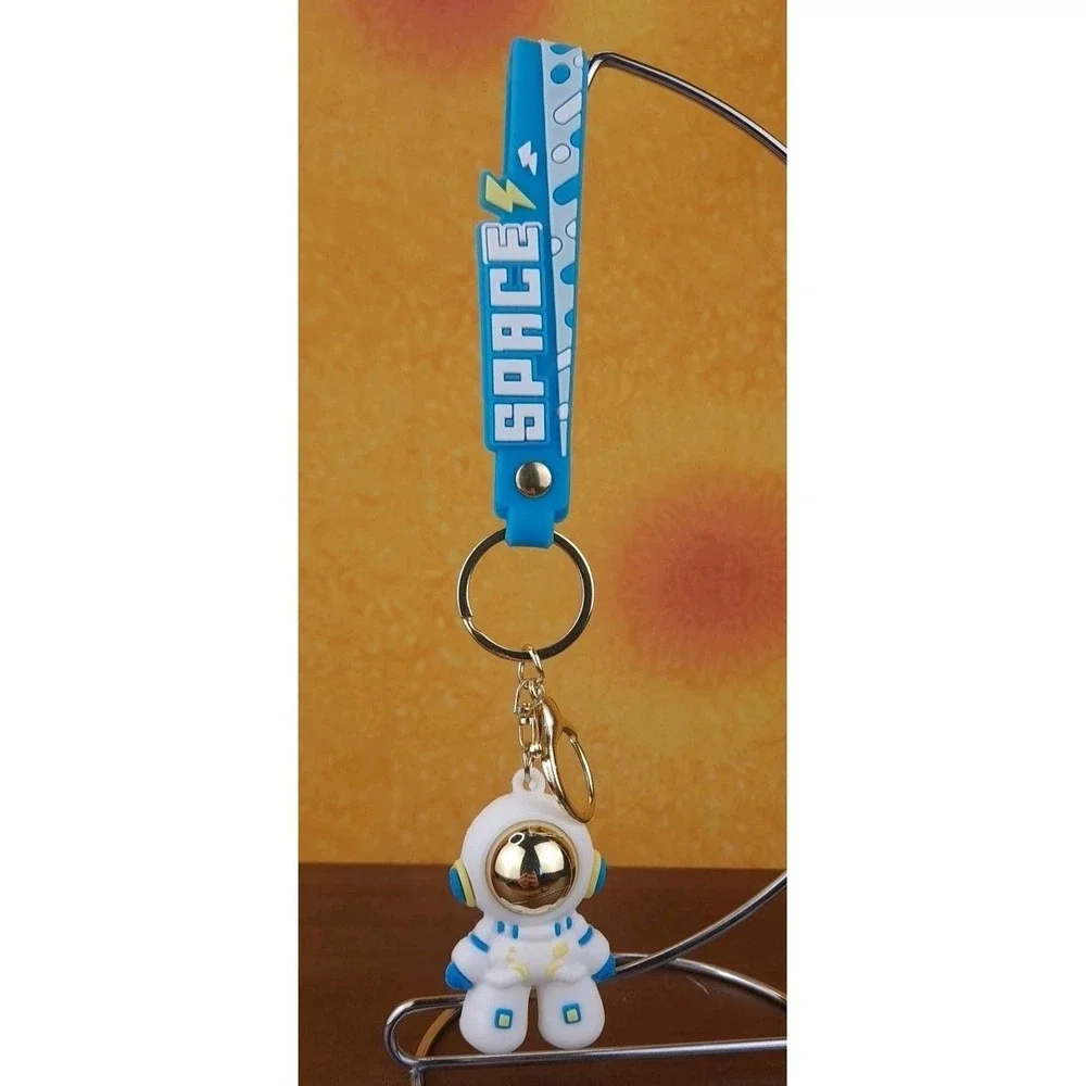 Space‎ Astronaut Keychain Backpack Clip PVC Gold Reflective Face Yellow And Blue